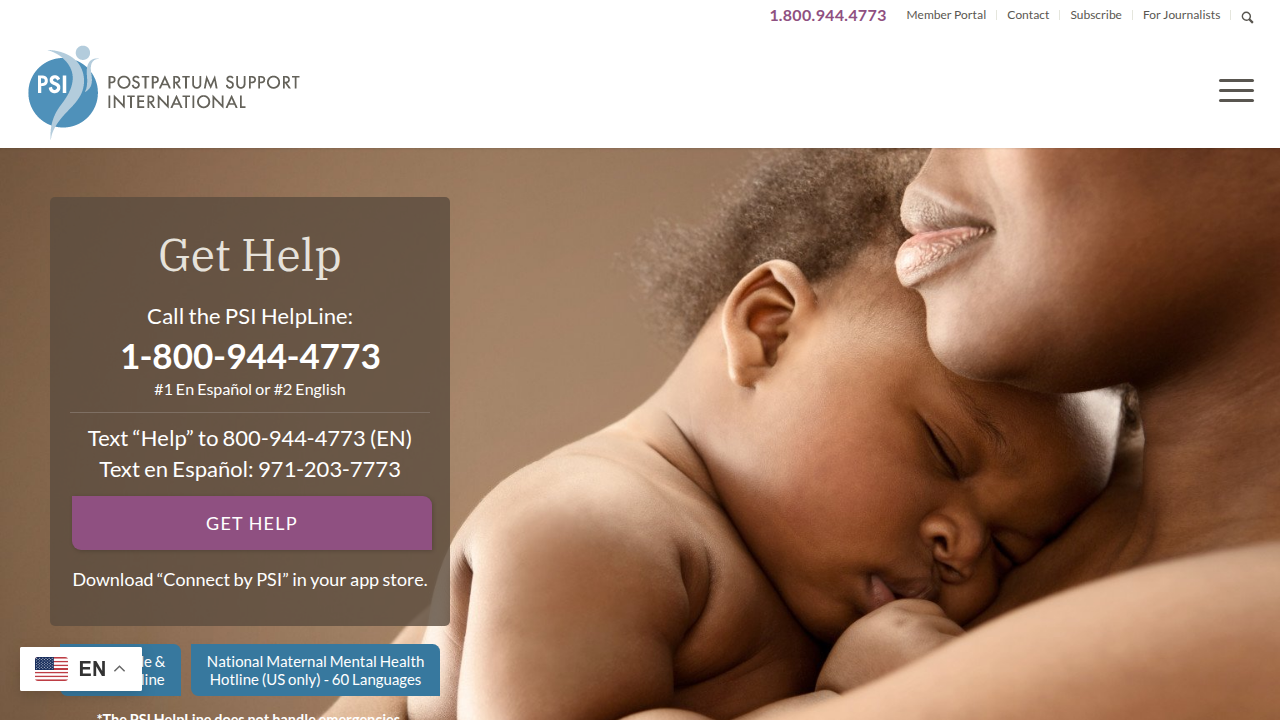 The Postpartum Support International (PSI) website, a vital resource for connection and information for mothers experiencing maternal mental health challenges.