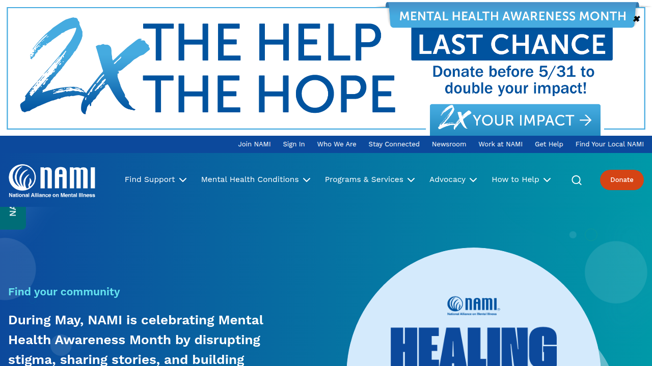 NAMI provides essential resources and support for individuals and families affected by mental health conditions.