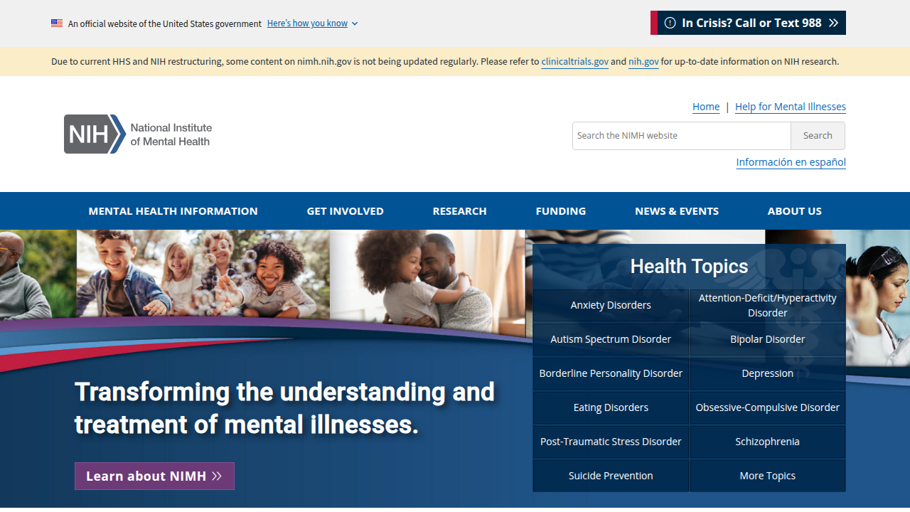 The official website for the National Institute of Mental Health, providing statistics and information on PTSD and other mental disorders.