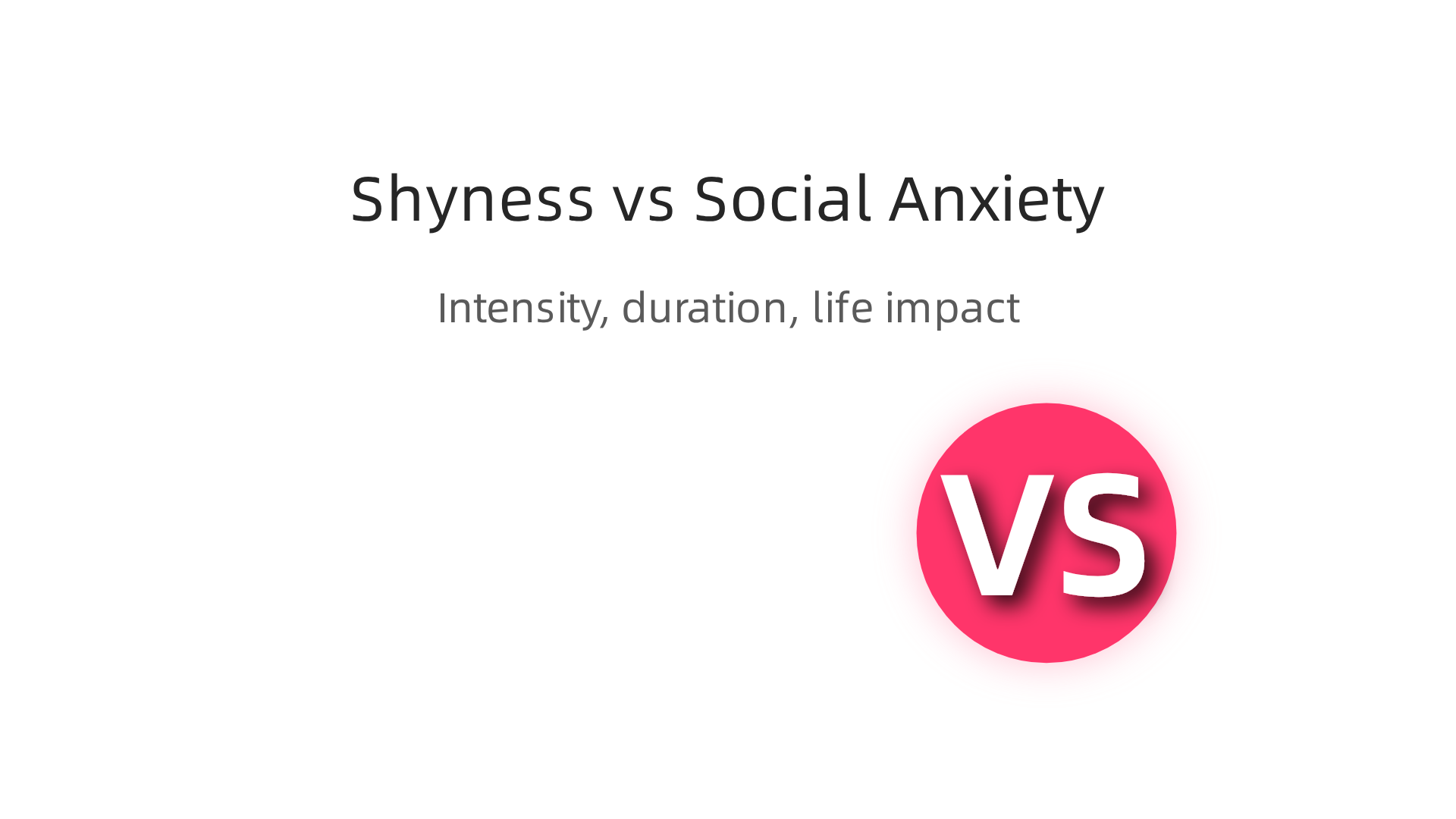An infographic comparing key differences between shyness and social anxiety disorder, highlighting intensity, duration, and life impact.