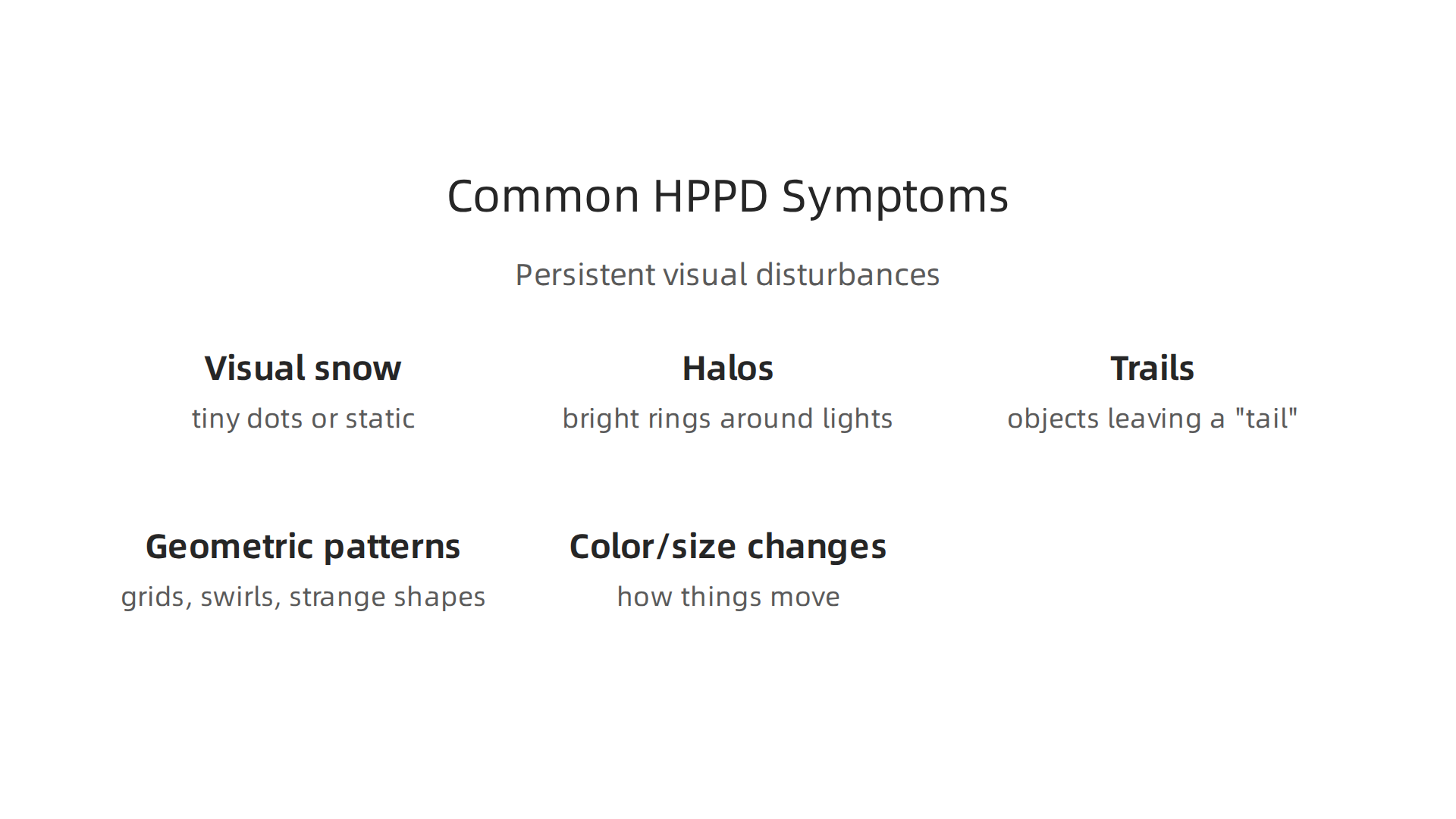 Hallucinogen persisting perception disorder manifests with distinct and persistent visual disturbances.