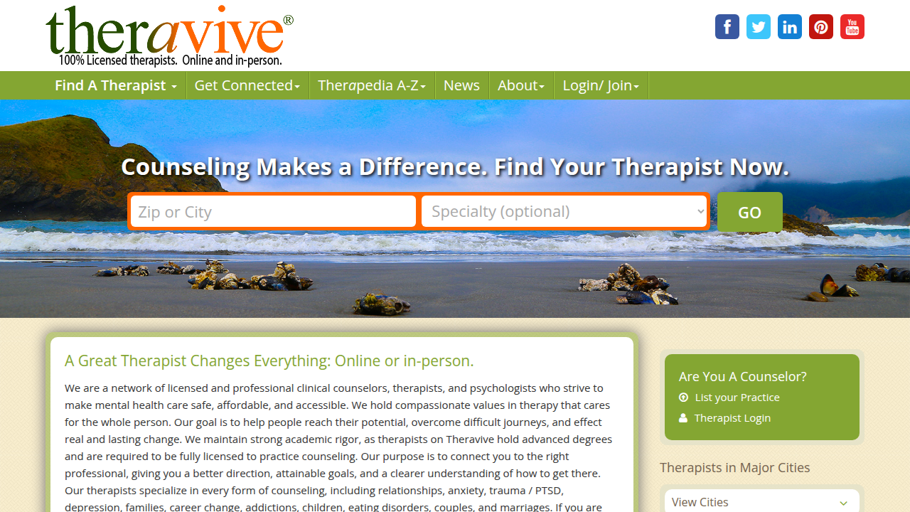 Theravive provides information on mental health disorders, diagnoses, and therapy resources.