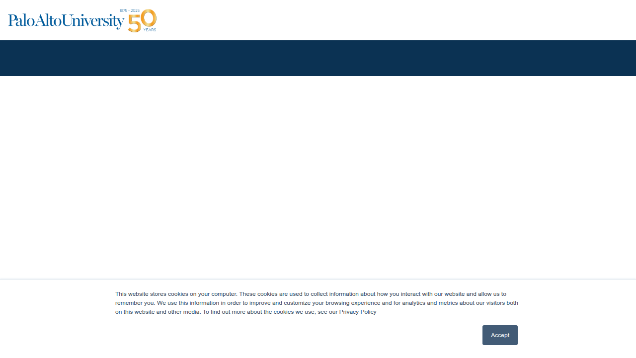 A screenshot of Palo Alto University's homepage, a source for insights into trauma-focused therapy techniques.