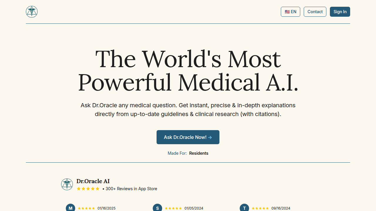 A screenshot of DrOracle.ai's homepage, featuring resources on the recommended treatment approaches for trauma bonding.