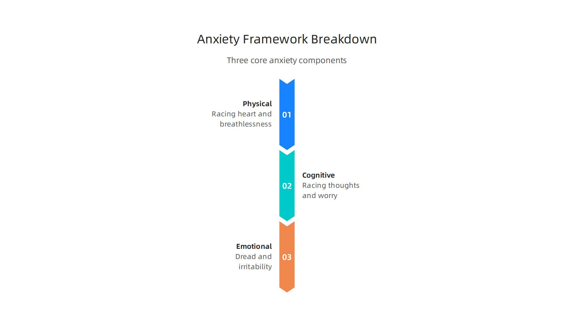 The article's framework for understanding anxiety by breaking it into three core components.