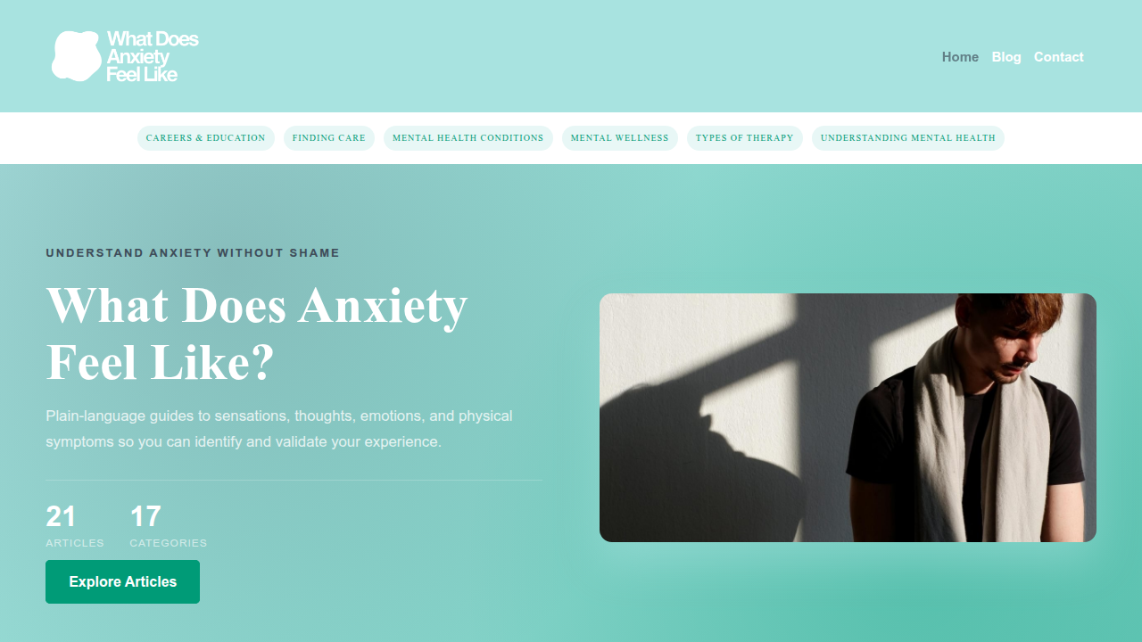 The 'What Does Anxiety Feel Like' website offers comprehensive guides and resources on anxiety symptoms and management.