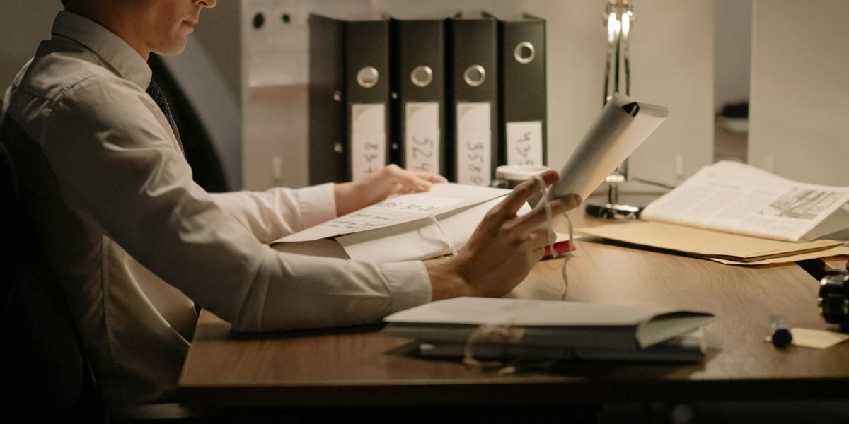 A focused individual reviewing documents, symbolizing the process of finding and verifying local mental health services.