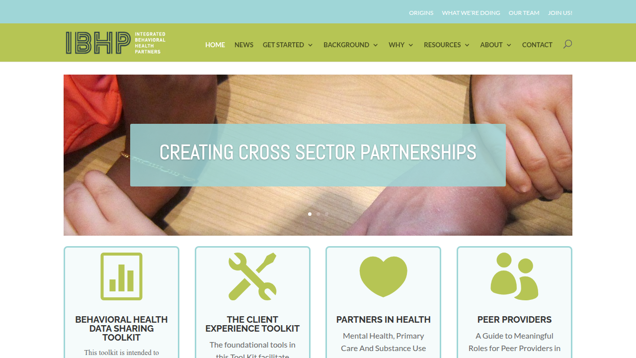 Screenshot of the IBH Partners homepage, relevant to integrated behavioral health services.