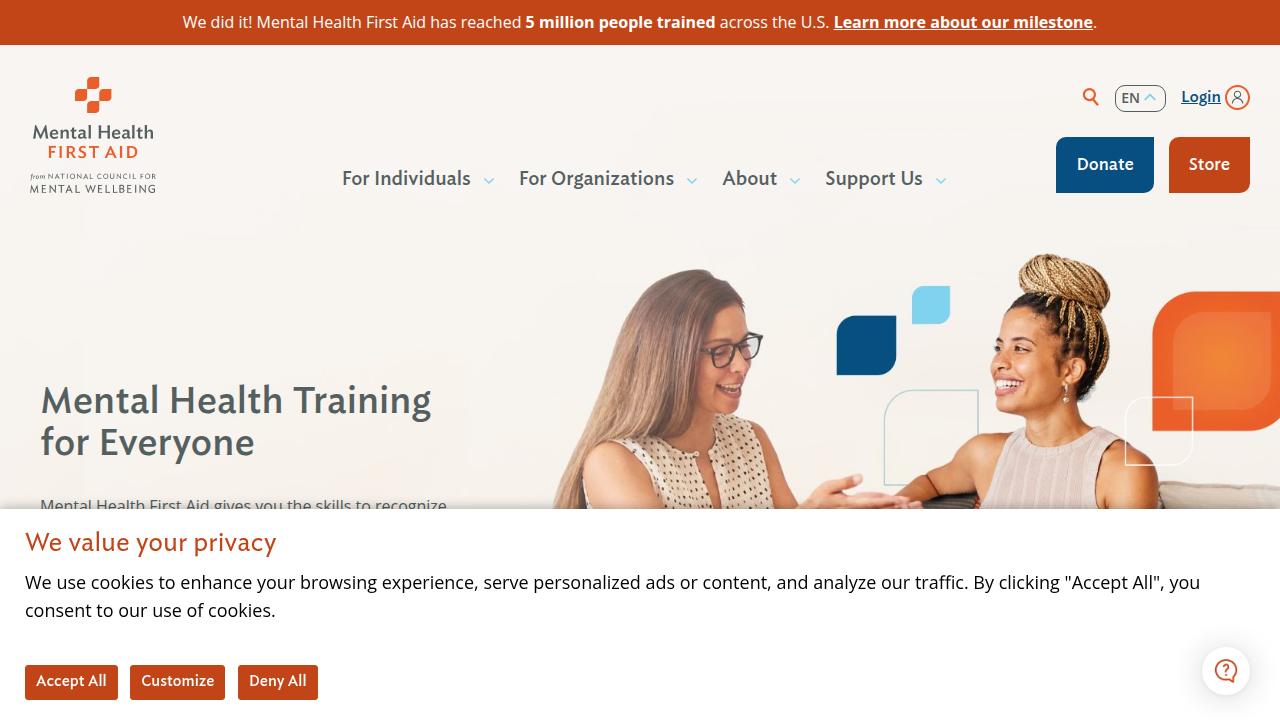Learn about Mental Health First Aid training programs to equip individuals to support others in crisis.